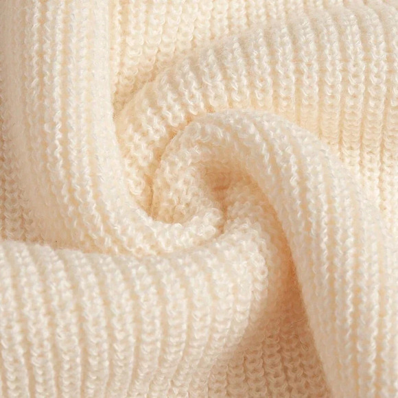 Beige Casual Women's Stand Collar Loose Knitted Sweater - Picture 4 of 4